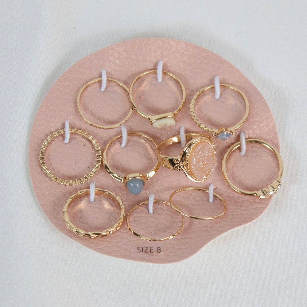 Francesca's 10 Piece Gold Tone Stacking Costume Jewelry Ring Set Size 8 - NEW